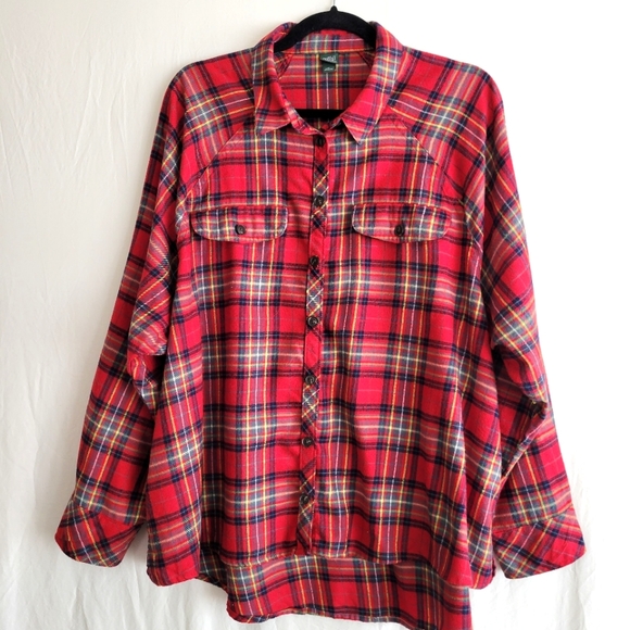 Sanctuary Red Plaid Boyfriend Shirt size XL - Picture 14 of 14